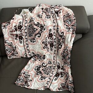 Dance & Marvel Ivory and Black skirt set with Red Accents